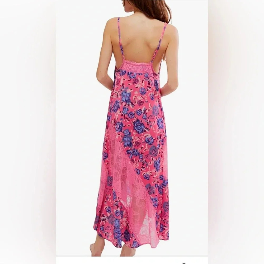 Free People Women's First Date Printed Maxi Slip M NWT - Picture 2 of 12